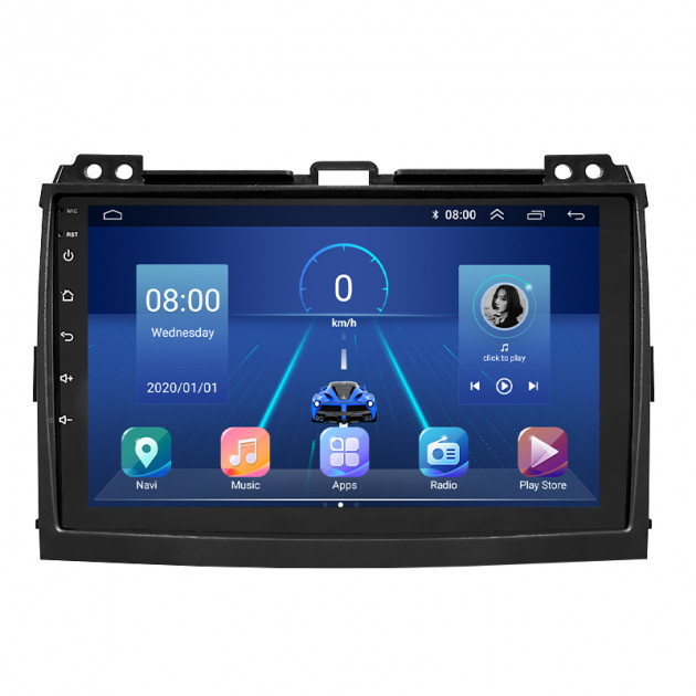 Штатная магнитола Lesko для Toyota Land Cruiser Prado 120 Series Рестайлинг 2007-2009 экран 9" 6/128Gb 4G Wi-Fi GPS Top