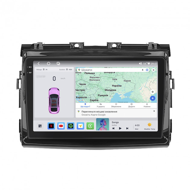 Штатная магнитола Lesko для Toyota Previa III (XR50) 2006-2019 экран 9" 4/64 QLED CarPlay 4G Wi-Fi GPS 360 Prime