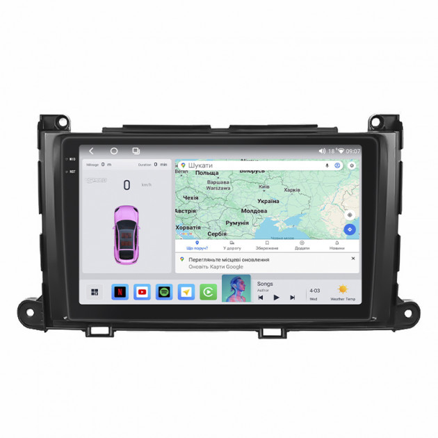 Штатная магнитола Lesko для Toyota Sienna III 2010-2014 экран 9" 4/64 QLED CarPlay 4G Wi-Fi GPS 360 Prime