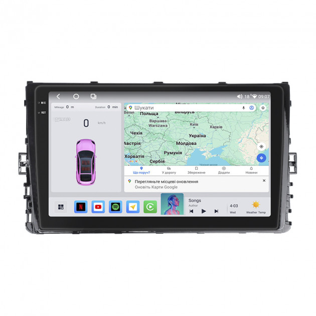 Штатная магнитола Lesko для Volkswagen Polo VI (EU Market) 2017-2021 экран 9" 4/64 QLED CarPlay 4G Wi-Fi GPS 360 Prime