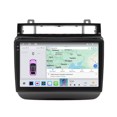 Штатная магнитола Lesko для Volkswagen Touareg II Рестайлинг 2014-2018 экран 9" 4/64 QLED CarPlay 4G Wi-Fi GPS 360 Prime