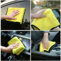 Двухстороннее микрофибровое полотенце для сушки кузова авто Yellow + Gray 30*40 см