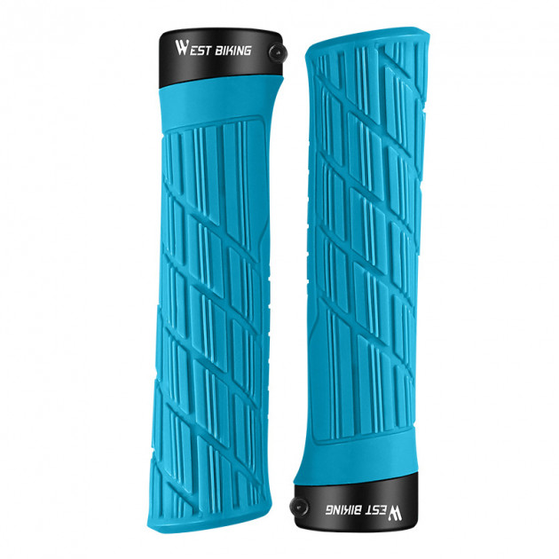 Грипсы велосипедные West Biking YP0804063 с двумя замками ручки на руль Blue
