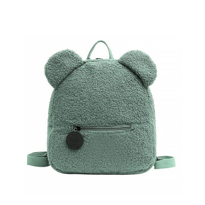 Детский рюкзак 6791 на одно отделение с внешним карманом ремешком и ушками Green