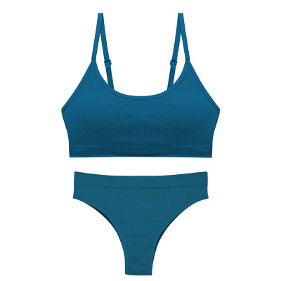 Бесшовный комплект женского белья в рубчик трусы и топ 0202# Туркус L 80 ABC