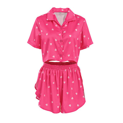 Женский комплект для дома и сна 2S5247B рубашка и шорты женская пижама розовая с сердечками M