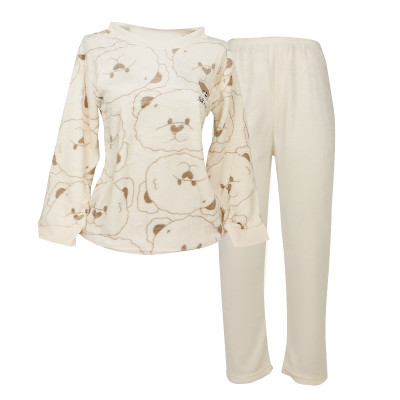 Комплект женской пижамы 305 Bear Brown рубашка с длинным рукавом и штанами фланелевая теплая M