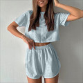 Женский комплект для дома и сна SM24107A футболка и шорты женская пижама Blue XL