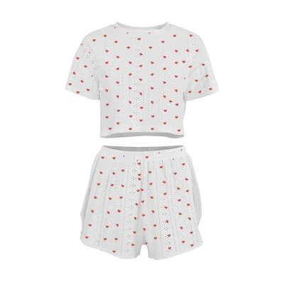 Женский комплект для дома и сна SM24107AYH футболка и шорты женская пижама белая с красными сердечками XL