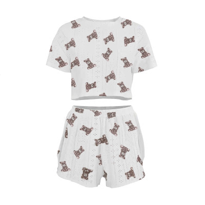 Женский комплект для дома и сна SM24107AYH футболка и шорты женская пижама белая с мишками L