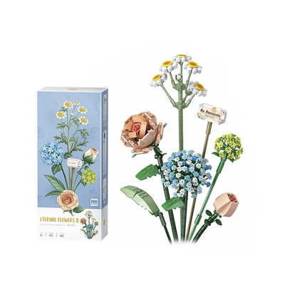 3D конструктор набор строительных блоков LOZ 1671 ромашка роза лист гортензии 680 деталей пластиковый