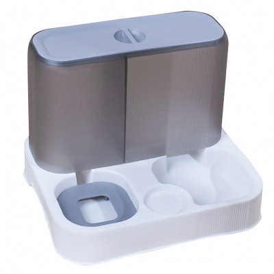 Миска для кошек собак с автоматической поилкой и кормом Taotaopets 193306 Gray + White