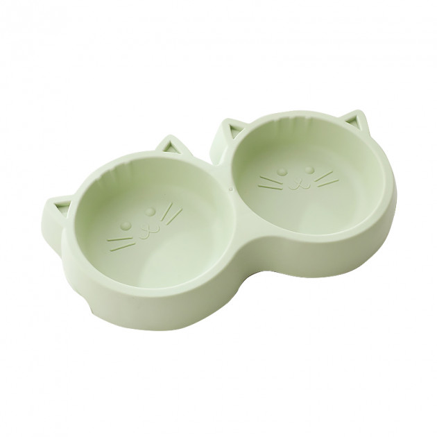 Миска для кошек Taotaopets Cat 123307 двойная пластиковая Green