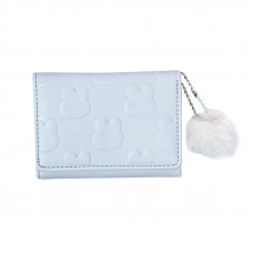 Женский кошелек EASTERN STAR C325-44 для карт повседневный с принтом кролика пушистым шариком Light Blue