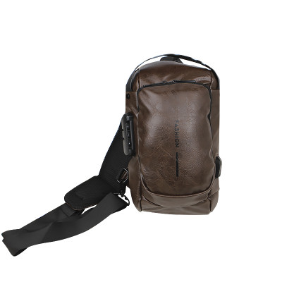 Сумка 694 нагрудная через плечо с кодовым замком влагостойкая Dark Brown