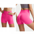 Шорты женские 1802# бесшовные для фитнеса пуш ап push up Розовый электрик S