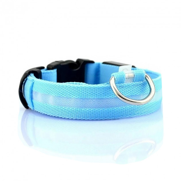 Светодиодный LED ошейник USB светящийся для собак и котов Blue M
