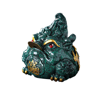 Фигурка для чайной церемонии ZBY-2407302 Жаба с монеткой меняющая цвет от горячей воды Green